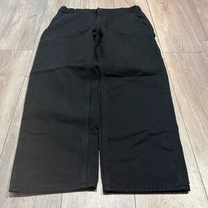 Vintage Men’s Baggy Carhartt Flannel Lined Black Pants Size 38X32 Workwear